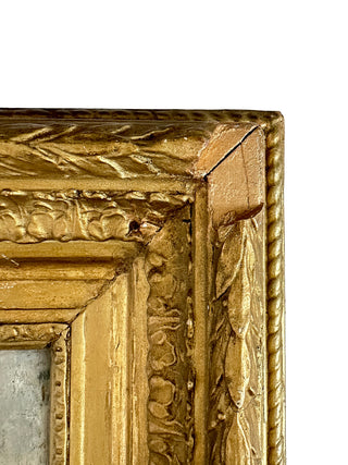 Antique French Mixed Media Painting with Decoupage Figures, 19th Century