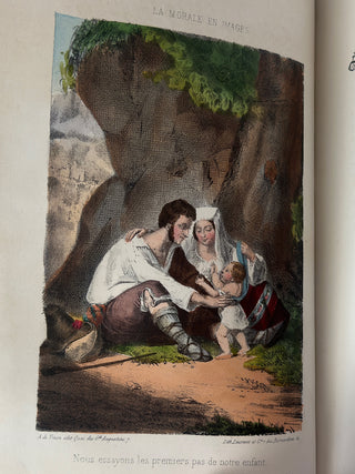 La Morale en Images – Antique French Book with Hand Water-Colored Illustrations, Fine Binding