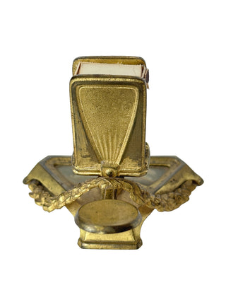 Antique French Bronze and Onyx Desk Pair — Convertible Candlestick or Ashtray with Companion Stand