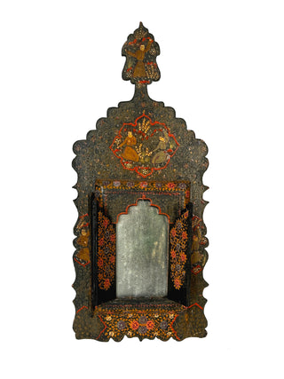 Rare Antique Persian Mirror Cabinet – Hand-Painted Qajar-Era Style