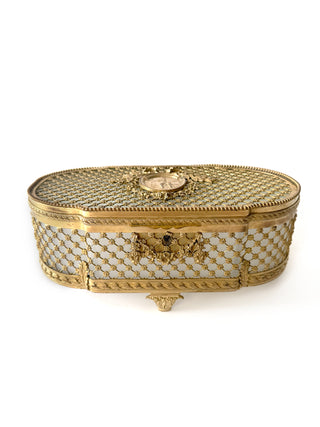 French Baccarat bronze casket 19c Rare