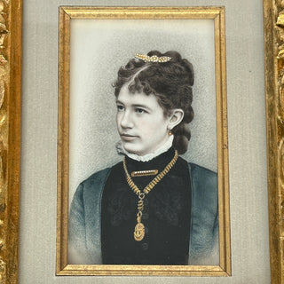 Antique French Hand-Painted Portrait Miniature on Ivory