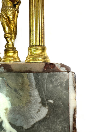 Grand Tour Architectural Souvenir – Gilt Bronze & Rouge Marble Temple with Warrior Figure