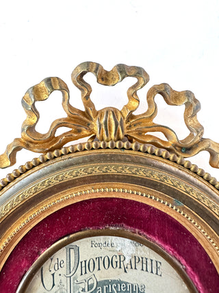 Antique French Bronze Bow-Top Portrait Frame