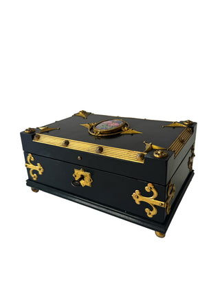 Antique French confectioner’s box with key