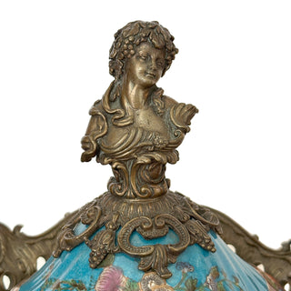 Wong Lee Hand-Painted Covered Urn with Bronze Mounts