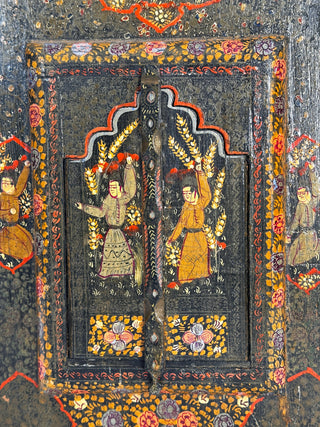 Rare Antique Persian Mirror Cabinet – Hand-Painted Qajar-Era Style