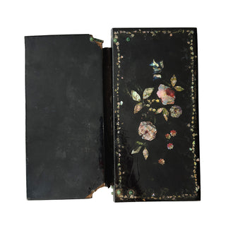 19th-Century English Papier-Mâché Jewelry & Needlework Cabinet