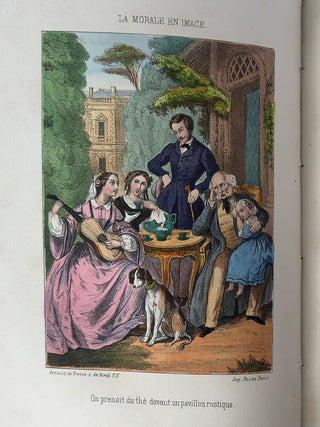 La Morale en Images – Antique French Book with Hand Water-Colored Illustrations, Fine Binding