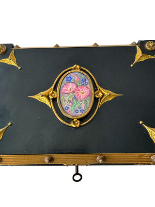 Antique French confectioner’s box with key