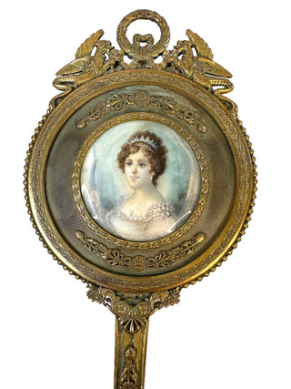 Antique French hand painted portrait mirror