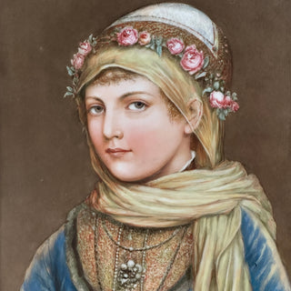 Carl Knoll Hand-Painted Porcelain Portrait Plaque, Carlsbad, Late 19th Century