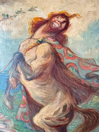 Antique painting of centaur & nymph