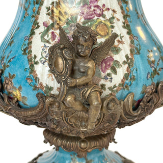 Wong Lee Hand-Painted Covered Urn with Bronze Mounts