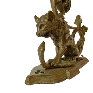 antique French Bronze Candlestick Pair | Lion & Serpent Motif | Mid-19th Century