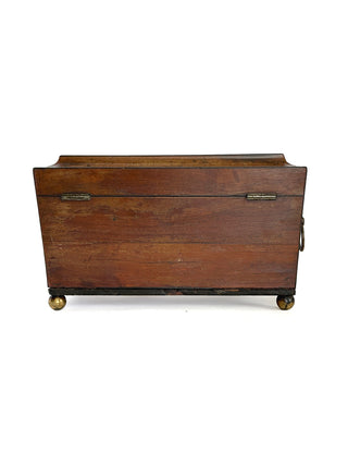 Antique Georgian Mahogany Tea Caddy with Glass Mixing Bowl – Circa 1820