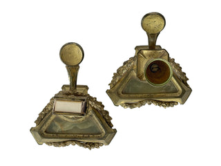 Antique French Bronze and Onyx Desk Pair — Convertible Candlestick or Ashtray with Companion Stand