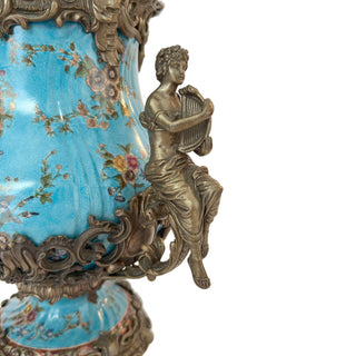 Wong Lee Hand-Painted Covered Urn with Bronze Mounts