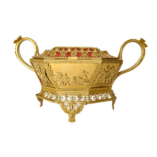 19th-Century French Gilt Bronze & Etched Crystal Jewelry Casket
