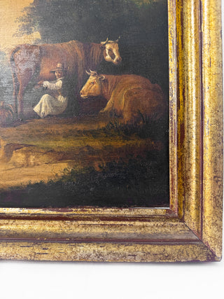 Antique Oil Painting on board 19c