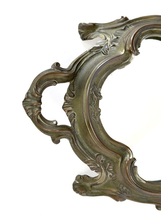 Antique Mixed Metal Silver Tone Jardinière Mirror Tray
