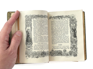 Antique French Roman Missal – Green Morocco Leather with Moiré Silk Endpapers, Illustrated