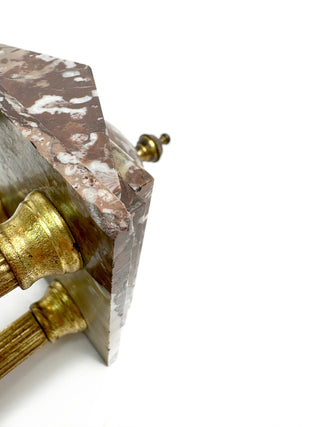 Grand Tour Architectural Souvenir – Gilt Bronze & Rouge Marble Temple with Warrior Figure