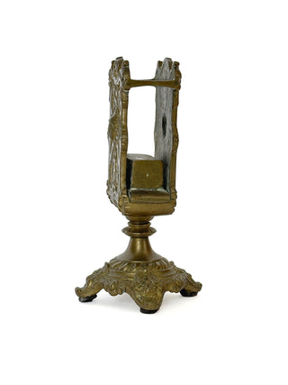 Antique French Bronze Desk Standish – Inkwell Set with Figural Mask Detail, c. 19th Century