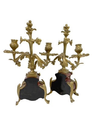 Antique Pair Candelabras French Gilt
Bronze Louis XV Style Candle Holders