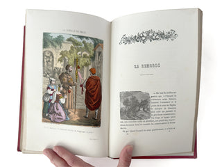 La Morale en Images – Antique French Book with Hand Water-Colored Illustrations, Fine Binding