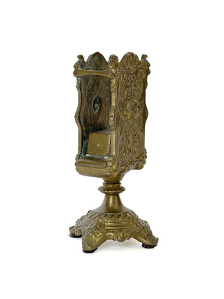 Antique French Bronze Desk Standish – Inkwell Set with Figural Mask Detail, c. 19th Century