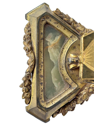 Antique French Bronze and Onyx Desk Pair — Convertible Candlestick or Ashtray with Companion Stand