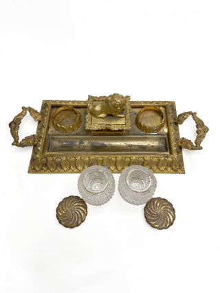 Antique French gilt bronze inkwell