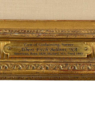 Albert Fitch Bellows (1829–1883) – “View of Godalming, Surrey” | Antique Watercolor in Gilt Frame