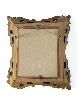 Antique Hand-Painted Porcelain Portrait Plaque – Lady with Flowing Hair in Ornate Gilt Wood Rococo Frame, Marked MHR