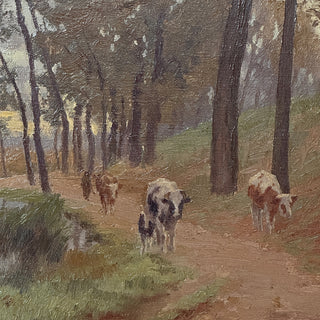 Franz De Bruyn (19th/20th c.) – Cattle on a Country Path, Oil on Canvas