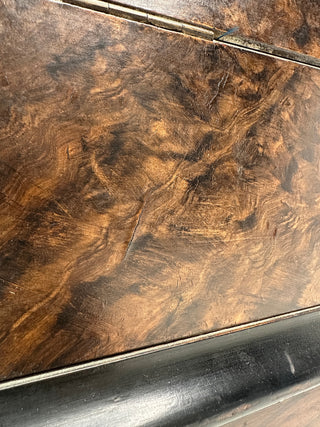 Victorian Burl Walnut and Brass-Mounted Writing Slope with Inkwells – c. 1870