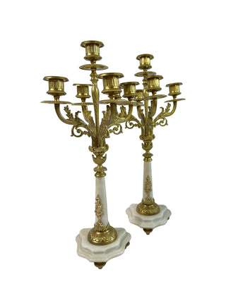 Antique French Bronze & Marble Garniture Set