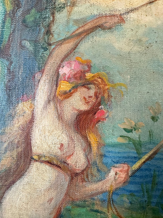 Antique painting of centaur & nymph