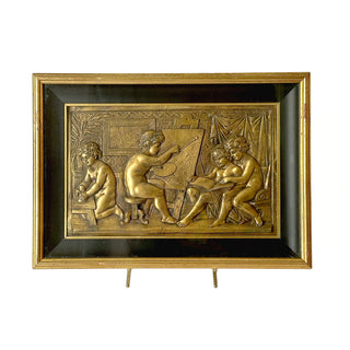 Gilt Bronze Relief Plaque of Putti at Play, 19th Century