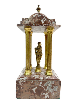 Grand Tour Architectural Souvenir – Gilt Bronze & Rouge Marble Temple with Warrior Figure