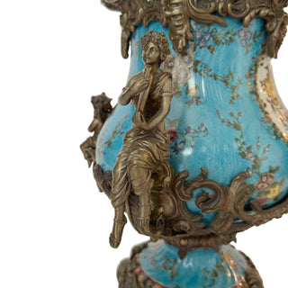 Wong Lee Hand-Painted Covered Urn with Bronze Mounts