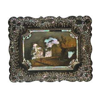 19th-Century English Papier-Mâché Jewelry & Needlework Cabinet
