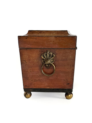 Antique Georgian Mahogany Tea Caddy with Glass Mixing Bowl – Circa 1820