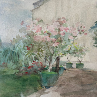 Early 20th Century French Watercolor Garden Scene