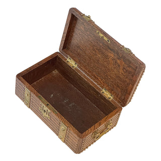 Antique Viennese Oak and Brass Jewelry Casket