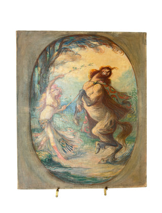 Antique painting of centaur & nymph