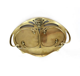 Antique art deco brass lion tray