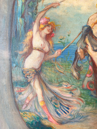 Antique painting of centaur & nymph