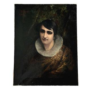 Portrait of a Woman in Renaissance Dress — Signed S. J. Bruyn, Antwerp (1882)